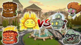 Big Stump, Sunflower Queen and Giga Torchwood vs Mech Garg, Giga Garg and Disco Zombie ( PVZ GW2 )