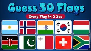 Guess the Flags in 3 seconds | 50 Country Flags | Guess the flag | Quiz | M Graphics