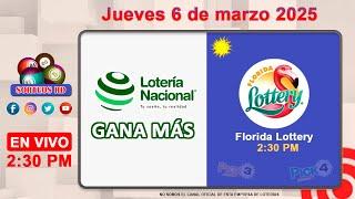 Lotería Nacional Gana Más y Florida Lottery en VIVO │Jueves 6 de marzo 2025  – 2:30 PM