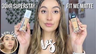 Maybelline Super Stay Active Wear 30 HOUR Foundation VS FIT ME Foundation! | WEAR TEST & REVIEW 