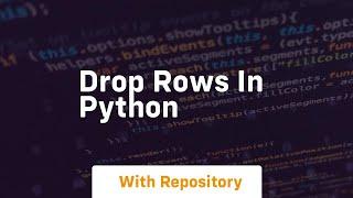 drop rows in python