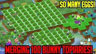 Merging 100 Bunny Topiaries & Collecting The Eggs | Merge Dragons