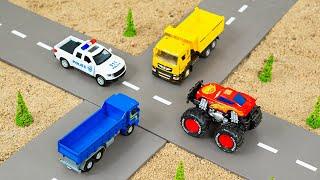 Diy truck making mini concrete road for mini truck, monster, police safety science projects