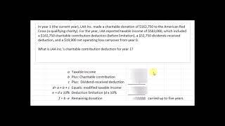 Calculate charitable contribution corporation (limitation) -chapter 16