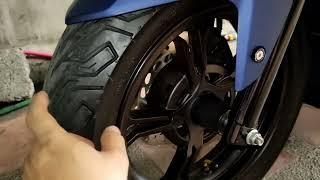 motorstar easyride 150fi, on Hachi tire 130/70/r13 front at rear, baklas muffler, rear tire, caliper