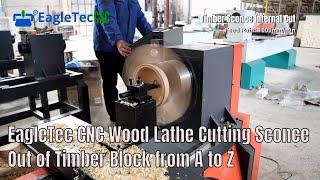 EagleTec CNC Wood Lathe Cutting Sconce Out of Timber Block from A to Z