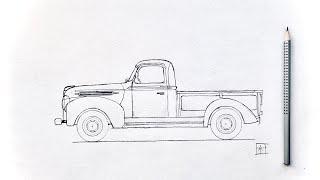 Как нарисовать машину пикап Форд поэтапно | Видео урок | How to Draw a Old Ford Truck