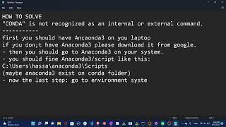 CONDA  is not recognized as an internal or external command - SOLVED