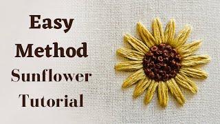 Sunflower Easy Tutorial  |  Embroidery By Afeei