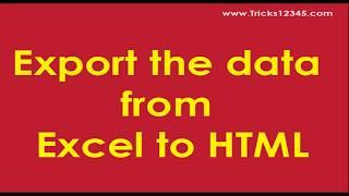 VBA: Export the data from Excel to HTML