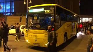Maccabi fans serenade the team after win in Jerusalem