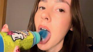 ASMR- Tongue tapping/spit painting with candy (mouth and liquid sounds)