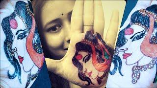 SINKI SEERU | माँ दुर्गा मेंहदी डिजाइन | Unique Tattoo Of Maa Durga | Navratri Modern Tattoo #shorts