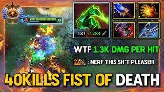 WTF 40KILLS FIST OF DEATH FACET MID Lion Aghs Scepter Item Build +1300 Damage Per Hit 7.36a DotA 2