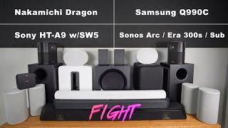 Nakamichi Dragon vs Sonos & Era 300 & Sub vs Samsung Q990C vs Sony HTA9 w/ SW5