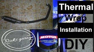 installing thermal wrap on my pipe. Yamaha R15 V3 exhaust pipe