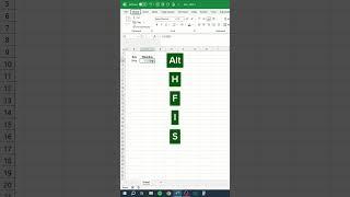 Alt + HFIS Shortcut in Excel‼️ #excel