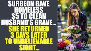 Surgeon Gave Homeless $5 to Clean Husband's Grave... She Returned 3 Days Later to Unbelievable Sight