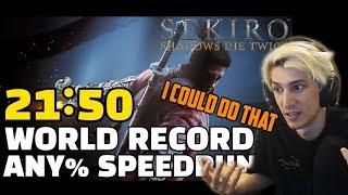 xQc Reacts to WORLD RECORD Sekiro Any% Speedrun in 21:50 by LilAggy | xQcOW