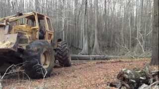 Skidding Out a Big Oak Tree!  Caterpillar 518 Skidder Logging