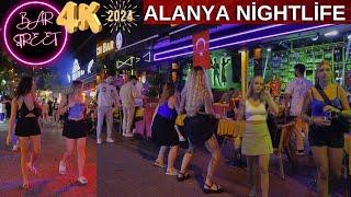 alanya nightlife walking tour 2024 ! alanya bar street alanya antalya turkey holiday travel 4k video