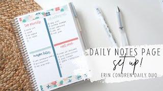 Daily Notes Page Set Up! | Erin Condren Daily Duo