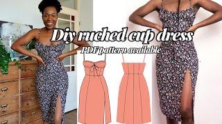 summer dress with ruched cups and front side slit | PDF pattern available |