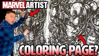 MARVEL ARTIST vs GIANT COLORING PAGE | 100 WOLVERINES | 50 DEADPOOL VARIANTS!