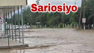 Surxondaryo viloyati Sariosiyo tumani ko'chalarini suv bosti.!