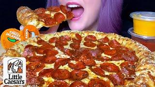 ASMR LITTLE CAESERS PIZZA MUKBANG (NO TALKING) *NEW* EXTRAMOSTBESTEST STUFFED CRUST