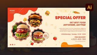 Food Banner Design in Adobe Illustrator