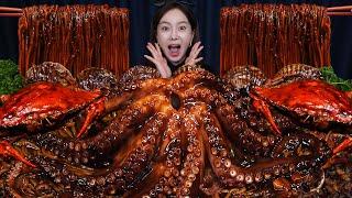 [Mukbang ASMR] Giant Octopus in Seafood Market !  Jjajang Noodles Seafood Boil Recipe Ssoyoung