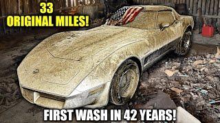 33 Original Miles: Corvette BARN FIND | First Wash in 42 Years! | Satisfying Restoration