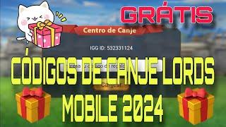 CÓDIGOS DE CANJE LORDS MOBILE 2024 / ESPAÑOL LATINO YOUTUBE