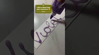  Violet your name Glue lettering num 506, #shorts , #calligraphy lettering , #satisfyingvideo