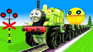 【踏切アニメ】電車新幹線は単純 | TRAIN Thomas vs Pacman| Fumikiri3D Railroad Crossing Animation #2024