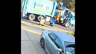 Video: Sacramento garbage truck throws away organic waste container