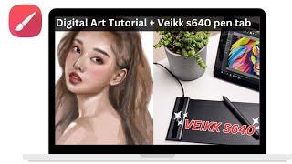 How to draw digital art in Infinite Painter [TUTORIAL] + Veikk S640 unboxing!!! 