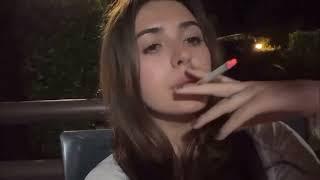 cute young girl smoking outside asmr video :3