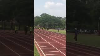 Joshua Boateng of Star Of the East Athletics Club wins the KNUST athletics meet 100m heat.