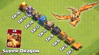 Every Level Town Hall vs Super Dragon | Clash of Clans