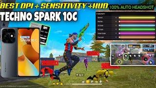 Techno spark 10C free fire best auto headshot dpi hud sensitivity settings | Best Headshot settings