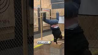 Handstand axe throw 🪓                     : Cecily Wilson via ViralHog