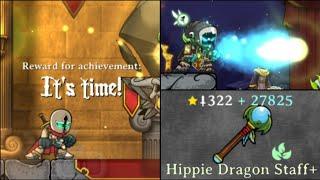 Magic Rampage - How to Get The Achievement "It's time!" and the Weapon "Hippie Dragon Staff+" ?