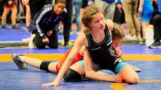 U15 K. Bjerge (NOR) vs P. Timshina (EST). Women 39kg youth wrestling.