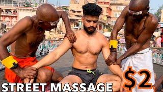 $2 World’s Best Four Hand Street Massage  ASMR Street Barber Chamunda brothers