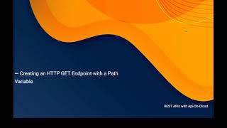 Tutorial 2a: Creating HTTP GET API with a Path Variable