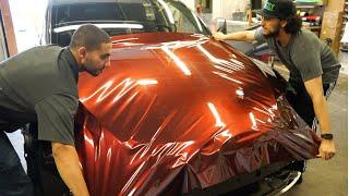 TESLA MODEL Y GETS A CANDY RED VINYL WRAP JOB! (Part 1)