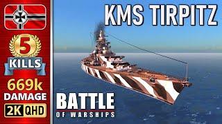 BATTLE OF WARSHIPS  TIRPITZ : 5 KILLS - 669k DAMAGE 