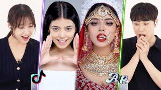 Koreans React to the Asoka Indian Makeup Transformation Challenge ｜asopo